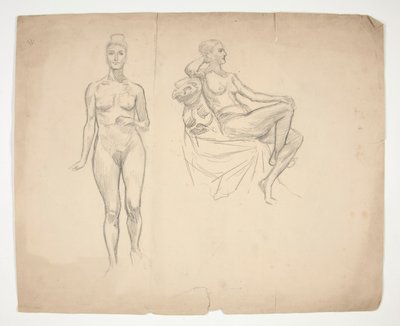2 つのポーズのモデルのスケッチ 作： Edwin Austin Abbey