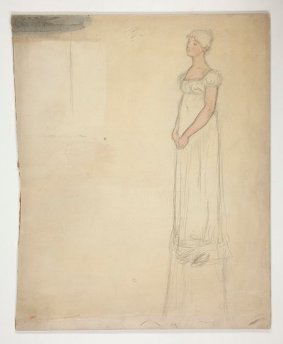 女性のスケッチ - 演劇の衣装研究? 作： Edwin Austin Abbey