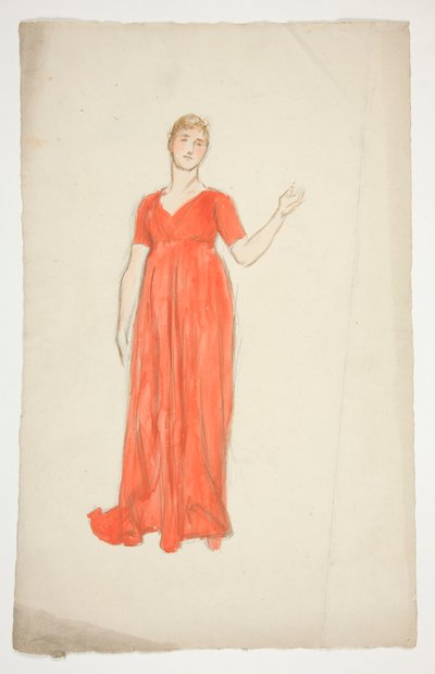 女性のスケッチ - 演劇の衣装研究? 作： Edwin Austin Abbey