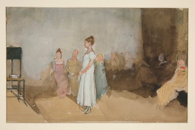 インテリアの女性のスケッチ - 正体不明のイラスト 作： Edwin Austin Abbey