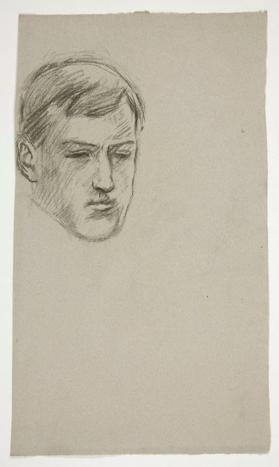 若い男性のスケッチ (身元不明のシッター) 作： Edwin Austin Abbey