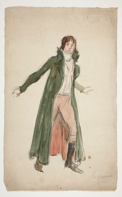 若い男のスケッチ - 演劇へのイラストの勉強？ 作： Edwin Austin Abbey