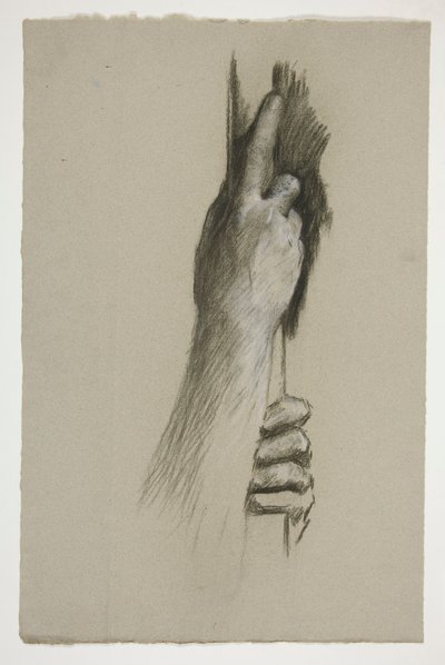 棒を登る 2 つの手のスケッチ 作： Edwin Austin Abbey