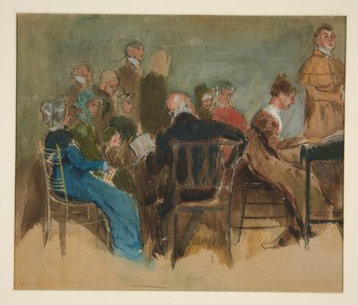 インテリアの女性のスケッチ - 正体不明のイラスト 作： Edwin Austin Abbey