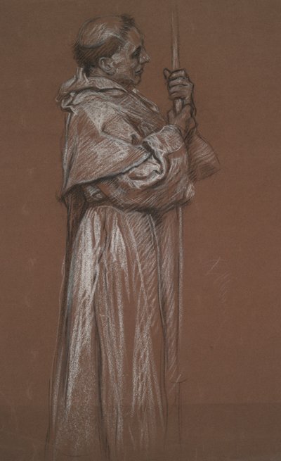 修道士の立像、壁画の習作 作： Edwin Austin Abbey