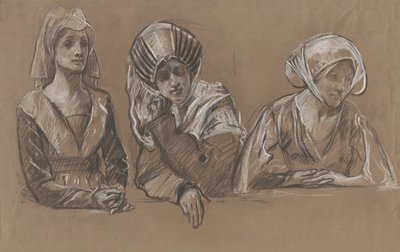 王立取引所のための 3 人の女性の研究。 作： Edwin Austin Abbey