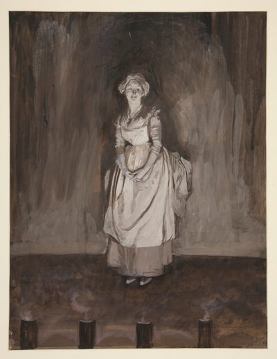 エピローグの習作、オリバー・ゴールドスミスの挿絵 作： Edwin Austin Abbey