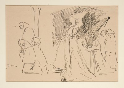 司祭と貴婦人の習作（水彩） 作： Edwin Austin Abbey