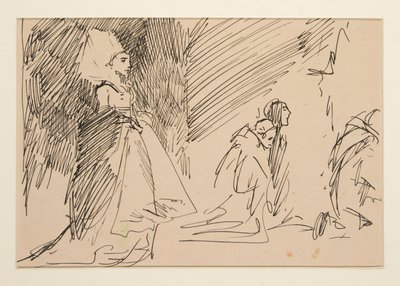 司祭と貴婦人の習作（水彩） 作： Edwin Austin Abbey