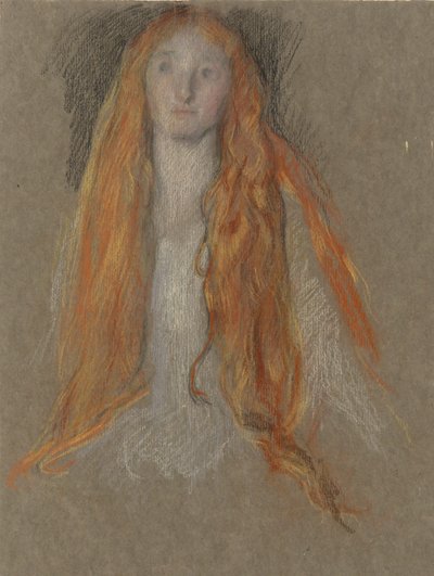 オフィーリアの頭のための習作、劇の場面、ハムレット 作： Edwin Austin Abbey