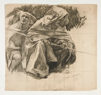 The Quest of the Holy Grail からの The Fisher King の習作 (1901 年に完成した、ボストン公立図書館のための 15 枚の絵画のシリーズ) 作： Edwin Austin Abbey