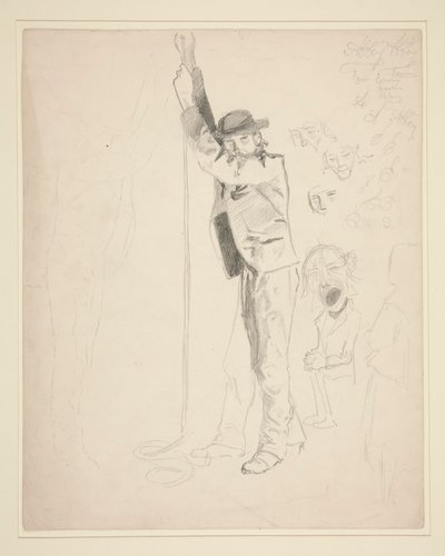 ベルを鳴らしている男の研究。 EAAの落書き 作： Edwin Austin Abbey
