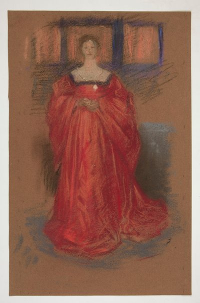 ルネサンスの衣装を着た女性の習作 - (シェイクスピア劇の正体不明のイラスト?) 作： Edwin Austin Abbey