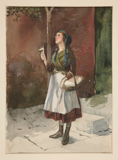 庭の若い女の子の研究 作： Edwin Austin Abbey