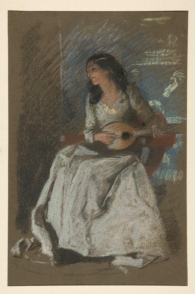 マンドリンを演奏する女性の研究 作： Edwin Austin Abbey