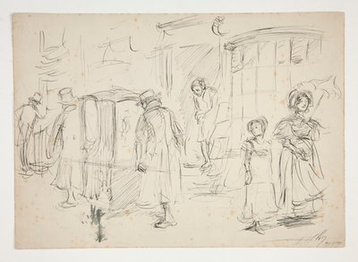 セダンチェアを使ったストリートシーンの研究。 作： Edwin Austin Abbey
