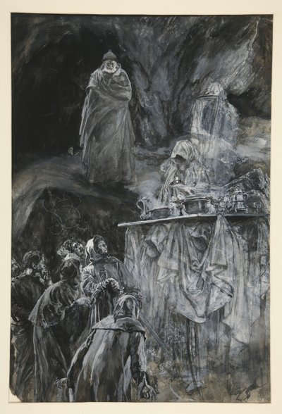 バンケット、第 3 幕、第 3 場、テンペストの挿絵 作： Edwin Austin Abbey