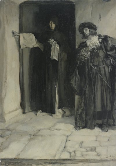 デュークと修道士トーマス、「メジャー フォー メジャー」より、第 1 幕、第 3 場 作： Edwin Austin Abbey
