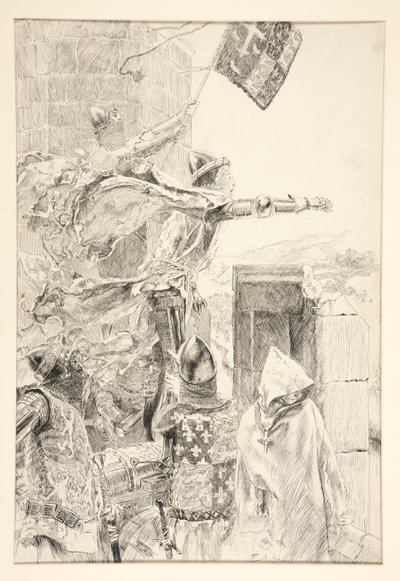フリント城の壁の王。 作： Edwin Austin Abbey
