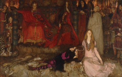 ハムレットの演劇シーン、第 3 幕、第 2 場 作： Edwin Austin Abbey