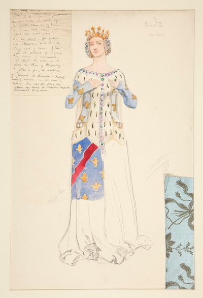 女王、リチャード 2 世の衣装スケッチ 作： Edwin Austin Abbey