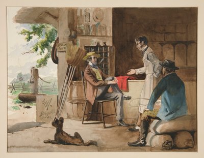 乾物屋の 3 人の男性 - カントリー ストア、ドルビービル 作： Edwin Austin Abbey