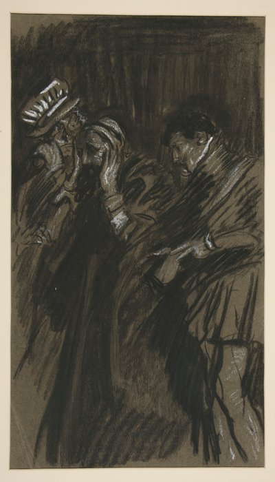 じゃじゃ馬ならしの勉強をする3人の男(?) 作： Edwin Austin Abbey