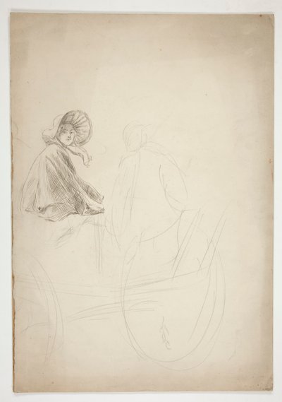 荷車に乗った二人の人物 - (未確認イラスト) 作： Edwin Austin Abbey