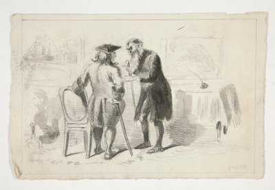インテリアで会話する 2 人の男性 - 正体不明の図 作： Edwin Austin Abbey