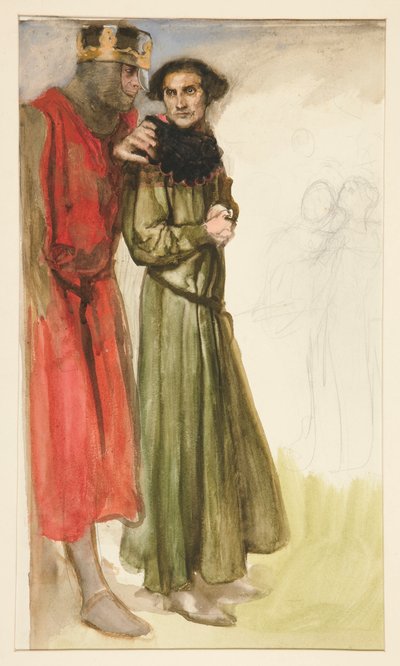 身元不明のシェイクスピア シーン (2 人の男性) 作： Edwin Austin Abbey
