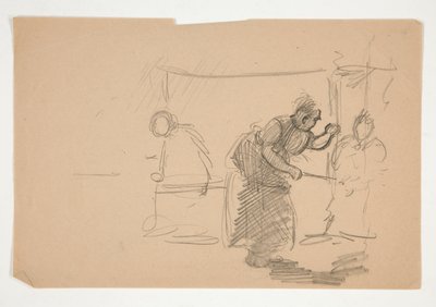 正体不明のイラスト - フィギュア付きのキッチンの研究 作： Edwin Austin Abbey