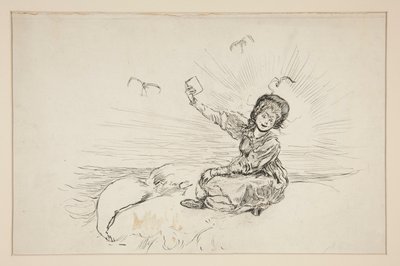 女, 上に, 浜, 保有物, 本, スケッチ, ∥ために∥, レイ・オブ・ザ・ロブスター 作： Edwin Austin Abbey