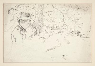 庭に座っている女性 - 正体不明のイラスト 作： Edwin Austin Abbey