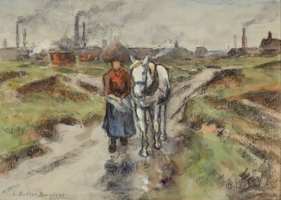 バージポニーを率いる（紙にパステルの水彩画） 作： Edwin Butler Bayliss