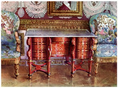 ニーホールライティングテーブルと金箔のフォトゥイユ、1910年 作： Edwin Foley