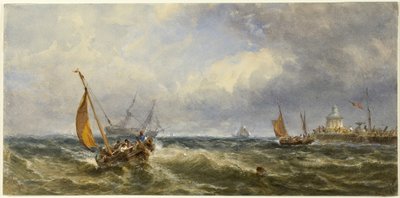 海辺の景色と船積み 作： Edwin Hayes