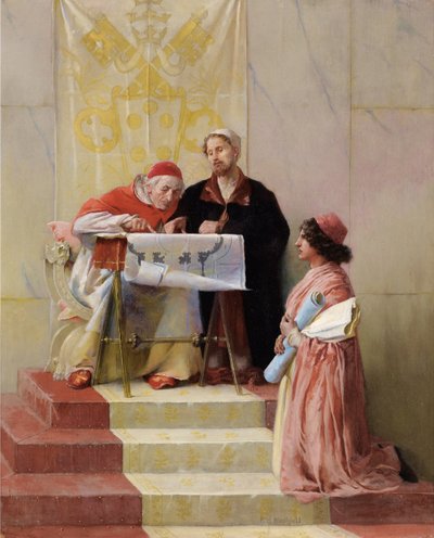 教皇にサンピエトロ大聖堂の計画を示すブラマンテ 作： Edwin Howland Blashfield