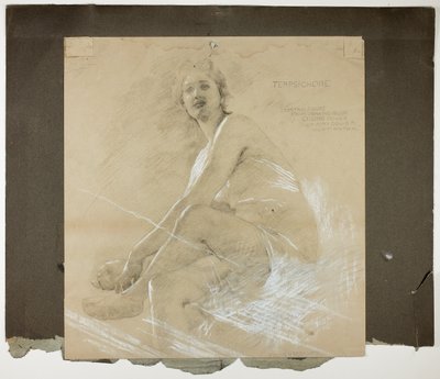 Terpsichore (recto), and Dancing Female Figure (verso), Mural Studies for Drawing Room Ceiling, コリス P. ハンティントン邸、現在はイェール大学アート ギャラリー 作： Edwin Howland Blashfield