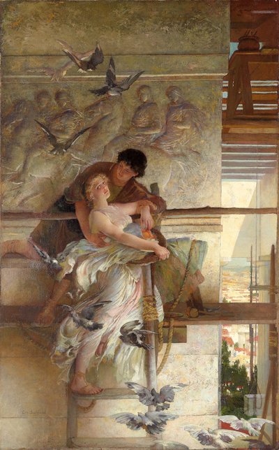 寺院の軒下 作： Edwin Howland Blashfield