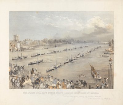 The Fleet of the City Steam Boats Passing In Review チャルシー沖でロンドン年次記念式典 作： Edwin Jewitt