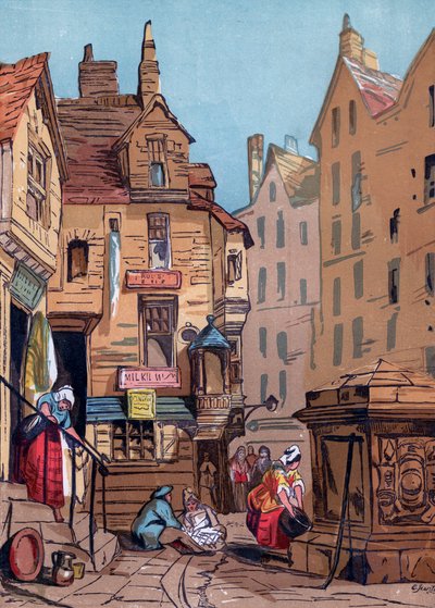 ジョン・ノックスの家、エジンバラ、19 世紀。 作： Edwin Jewitt