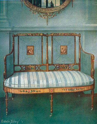 塗られた缶詰のサテンウッドSettee 作： Edwin John Foley