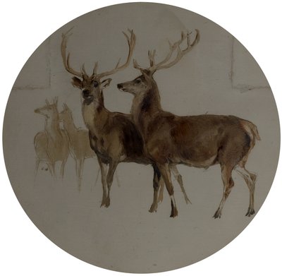 風景の中の鹿（シカの研究） 作： Edwin Landseer