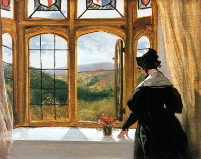 窓の外を見てアバコーンの公爵夫人 作： Edwin Landseer