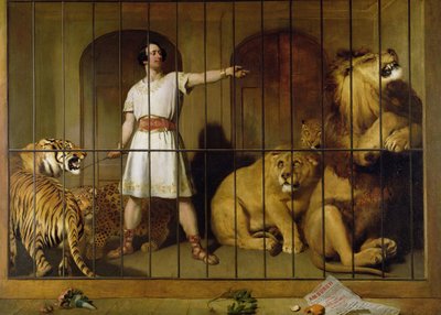 1847年にロンドンシアターで動物と一緒に出演したヴァンアンバラ氏の肖像 作： Edwin Landseer