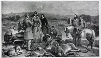 1850年の絵画の後、ビクトリア女王がロックミックに上陸 作： Edwin Landseer