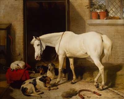 スカブロ、オールド カバー ハック (キャンバスに油彩) 作： Edwin Landseer