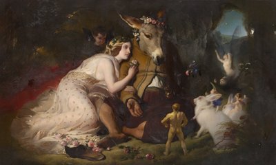 真夏の夜の夢のシーン。チタニアとボトム 作： Edwin Landseer
