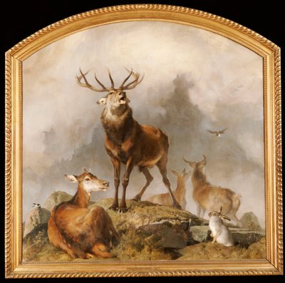 ブレーマーのシーン-ハイランド鹿 作： Edwin Landseer