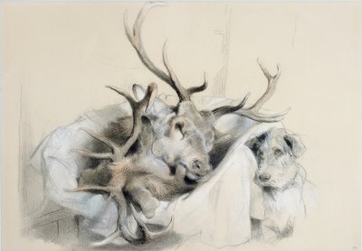 スタッグスの頭と犬、1857 作： Edwin Landseer
